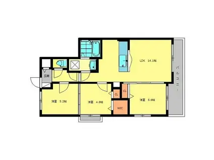 リオーネ若草(3LDK/3階)の間取り写真