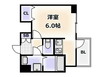 スプランディッド難波元町DUE(1K/5階)の間取り写真