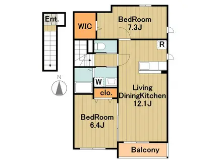 ソレイユ野津田(2LDK/2階)の間取り写真