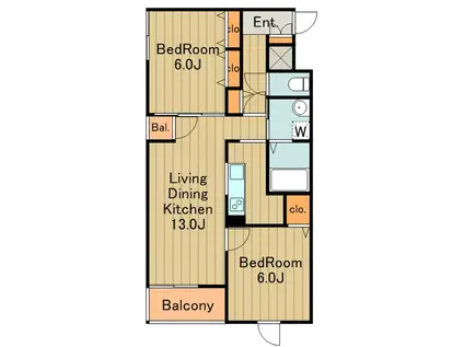 セプトクルール(2LDK/2階)の間取り写真