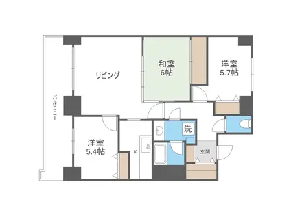 ライオンズマンション札幌スカイタワー(3LDK/23階)の間取り写真