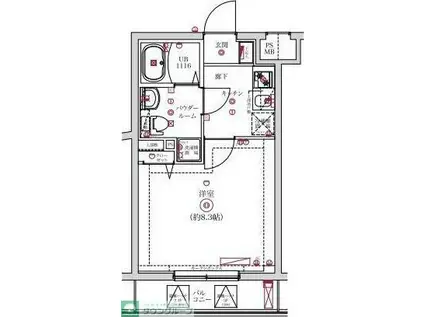 レンティーヴァ綾瀬(1K/4階)の間取り写真