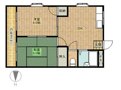 みずきコーポラス(2DK/3階)の間取り写真