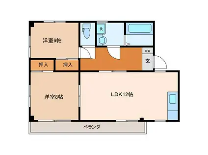 コーポYANO 1号棟(2LDK/2階)の間取り写真