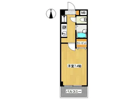 クリスタルコート学園(1K/2階)の間取り写真
