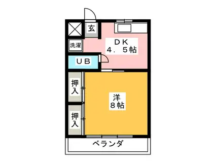 メゾン鳩吹(1DK/2階)の間取り写真