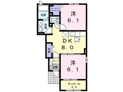 BONHEUR II(2DK/1階)の間取り写真
