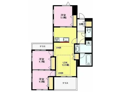 ENCANTO(3LDK/1階)の間取り写真