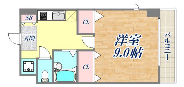 エストゥディオ甲子園口(1K/3階)の間取り写真