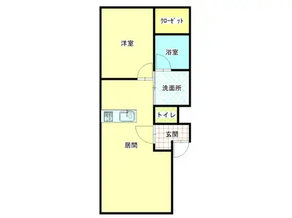 ジャルダンフラノ(1LDK/1階)の間取り写真