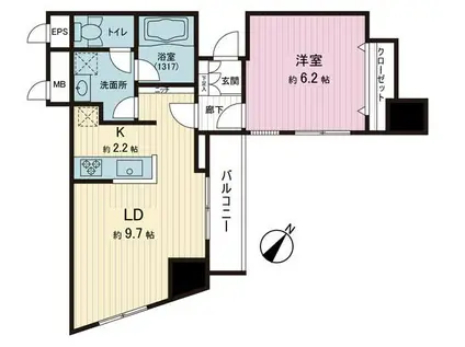 カテリーナ代々木プレイス(1LDK/6階)の間取り写真