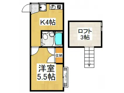 ダイヤモンドダストIII(1K/2階)の間取り写真