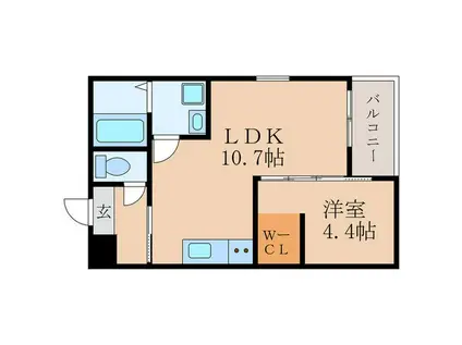 ムーヴ尼崎開明町(1LDK/2階)の間取り写真