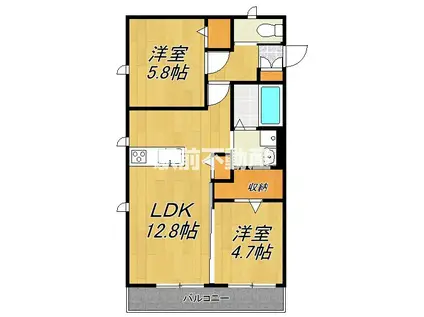 GUCCIフィールドII(2LDK/2階)の間取り写真