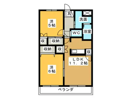 エクセレンス(2LDK/2階)の間取り写真