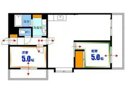 ヨコガワシティ(2LDK/8階)の間取り写真
