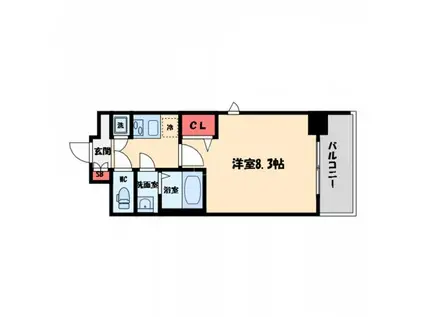 レジュールアッシュ難波LUXE(1K/5階)の間取り写真