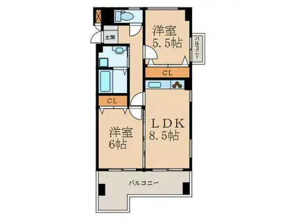 エスズ・イン南(2LDK/2階)の間取り写真