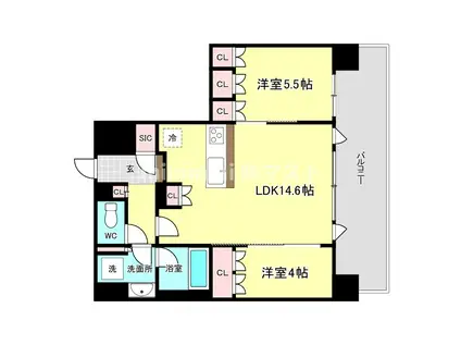ノアレ北堀江(2LDK/5階)の間取り写真