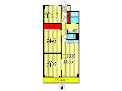 第3千代田マンション(3LDK/3階)の間取り写真