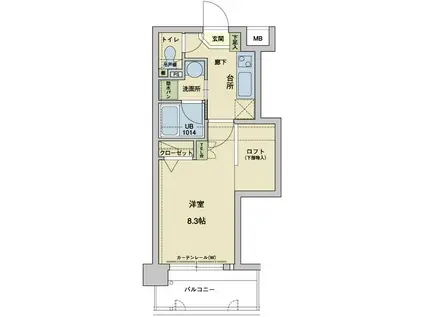 アクタス天神アネックス(1K/4階)の間取り写真