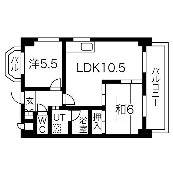 リヴァーサイド植田(2LDK/5階)の間取り写真
