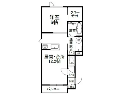 TOWN 西23南1 CLOVER(1LDK/2階)の間取り写真