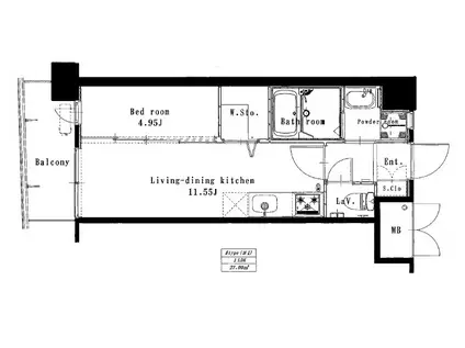 ギャラン荒江(1LDK/2階)の間取り写真