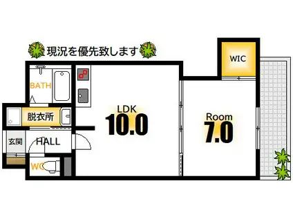 ベルパッソ平和公園(1LDK/2階)の間取り写真