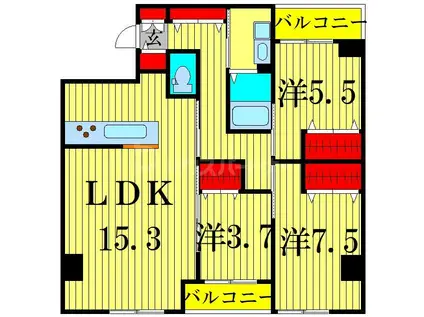 フリーダムファン(3LDK/5階)の間取り写真