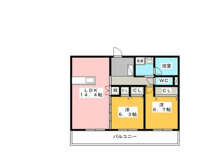 ビー・グラッド(2LDK/5階)の間取り写真