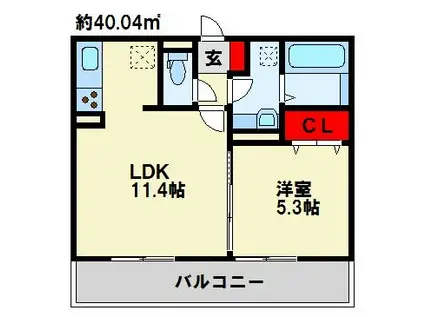 インペリアル大賀III(1LDK/3階)の間取り写真