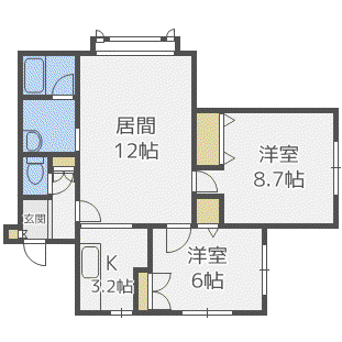 サンエー65(2LDK/3階)の間取り写真
