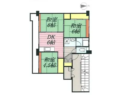 ビレッジハウス船木II2号棟(3DK/1階)の間取り写真