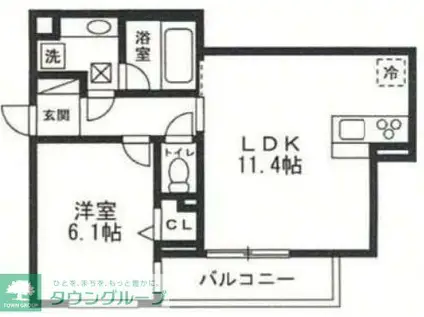 D PAINA 小杉陣屋町III(1LDK/1階)の間取り写真