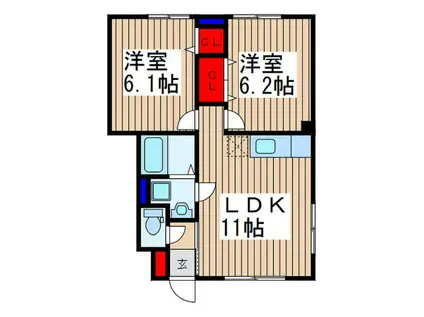ドリーム(2LDK/1階)の間取り写真