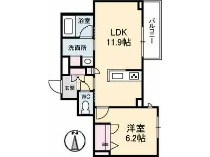 メゾンフェリシア(1LDK/2階)の間取り写真
