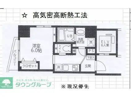 ランドワールド中川12号館(1K/2階)の間取り写真
