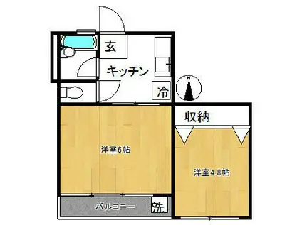 KAMマンション(2K/4階)の間取り写真