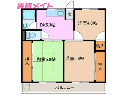 GRATO SUZUKA(3DK/3階)の間取り写真