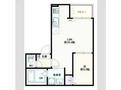 JACK HANASAKIKITAI(1LDK/1階)の間取り写真