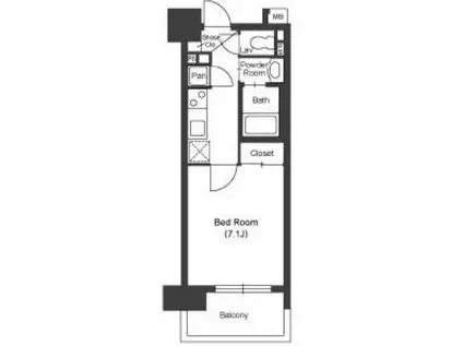 WILL DO中洲(1K/8階)の間取り写真