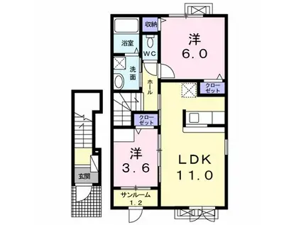 ボイジャー(2LDK/2階)の間取り写真