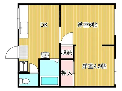 長野ハイブリッジハイツII(1DK/2階)の間取り写真