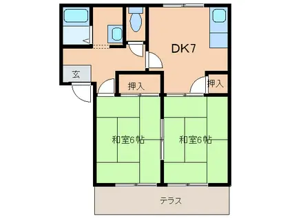 グリーンハイツ上町(3DK/2階)の間取り写真