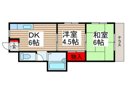 浜野ハイツ(2DK/1階)の間取り写真