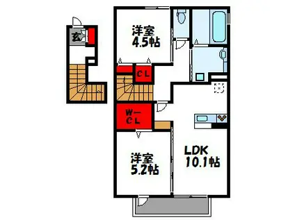 ブランシュネージュモリ(2LDK/2階)の間取り写真