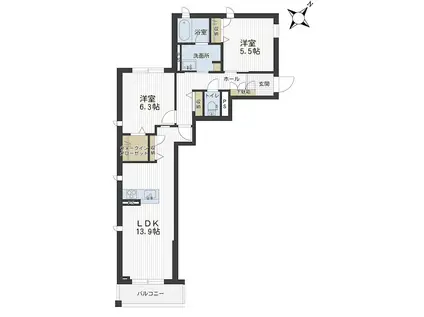 ル・ソレイユ・ルヴァン(2LDK/3階)の間取り写真