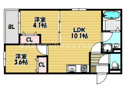 D PORTA VIALE(2LDK/1階)の間取り写真