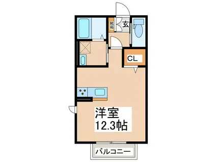 シャン・カマラードF棟(ワンルーム/2階)の間取り写真